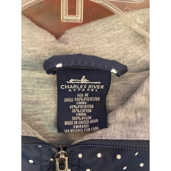 Charles River Windbreaker Chatham Jacket Womens Medium Polka Dot Zipper Pockets - Picture 3 of 9